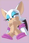  anthro bat_wings blue_eyes breasts chiropteran clothing eyelashes eyeshadow female fur gloves handwear hi_res kalk427 makeup mammal membrane_(anatomy) membranous_wings nipples pink_background pussy rouge_the_bat simple_background solo sonic_(series) white_fur wings 