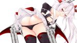  ari_(pixiv17895616) ass azur_lane belt bikini_top black_bikini_top black_bra black_dress black_panties bra breasts chain collar detached_collar dress fang fang_out frilled_dress frills hair_ribbon highres low_wings panties red_eyes red_ribbon ribbon rigging silver_hair small_breasts twintails underwear vampire_(azur_lane) white_belt white_collar wings 