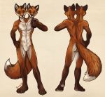  anthro canid canine capreoline cervid conjoined featureless_crotch fox male mammal multi_head nate nick nude pawpads phone plantigrade reindeer simple_background standing 