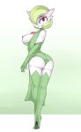  big_breasts breasts butt female gardevoir green_hair hair hi_res humanoid looking_back nintendo nipples not_furry pale_skin pink_eyes pok&eacute;mon pok&eacute;mon_(species) solo video_games xorza 