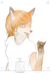  black_lips black_nose breasts canid canine claws clothing female fox hair human_to_anthro inner_ear_fluff krazyivan lips mammal mirror neck_tuft orange_hair sharp_teeth shirt solo species_transformation t-shirt teeth topwear transformation tuft wide_eyed 