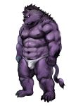  2016 anthro bulge clothing fur humanoid_hands male mammal nekomarudon nipples pecs pubes purple_fur simple_background solo tanukimaru underwear white_background 
