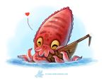  &lt;3 boat cephalopod coleoid cryptid-creations cuddling cuttlefish decapodiform humor marine mollusk pun sea smile vehicle visual_pun water 