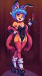 2019 absurd_res activision anthro armwear bandicoot beverage big_breasts black_clothing black_footwear black_gloves black_leotard black_nose black_shoes blue_eyes blue_hair boa_(disambiguation) bow_tie breasts bunny_costume cleavage clothed clothing costume crash_bandicoot_(series) digital_media_(artwork) elbow_gloves eyebrows eyelashes eyeshadow fake_ears fake_rabbit_ears female footwear full-length_portrait fur glass gloves hair hair_buns hand_on_hip handwear hi_res high_heels holding_object legwear leotard lipstick looking_at_viewer makeup mammal marsupial megumi_bandicoot open_mouth pantyhose pinup playboy_bunny portrait pose shirt_cuffs shoes short_hair simple_background smile socks solo standing toastyscones video_games white_clothing white_legwear white_socks wumpa_fruit 
