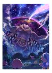  absurdres battle bird cloud glowing glowing_eyes grass highres house kirby:_star_allies kirby_(series) light looking_up monster night poppy_bros_jr scenery shiburingaru space star_(sky) tree void_termina waddle_dee wings 