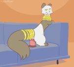  animated anus blush bouncing cum_tube dildo fak&eacute;mon female female_on_top feral frame_by_frame inside mammal masturbation mustelid on_top penetration pocketpaws pussy riding ring sex_toy sofa solo standing vaginal vaginal_penetration 