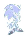  anthro blue_fur clothing den255 eulipotyphlan footwear fur gloves green_eyes hand_on_hip handwear hedgehog looking_at_viewer male mammal shoes simple_background sketchy solo sonic_(series) sonic_the_hedgehog spiky_hair standing white_background 