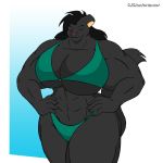  abs bikini breasts cjshadorunner clothing felid female mammal muscular pantherine solo swimwear 