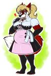  anthro belly big_breasts blonde_hair breasts canid canine claire_ann_fuchs cupcakecreature dirndl eyewear female fox glasses green_eyes hair hi_res long_hair looking_at_viewer mammal open_mouth ponytail slightly_chubby solo 