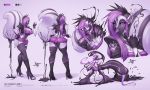  2019 anthro bottomwear clothed clothing digital_media_(artwork) female hair jesonite mammal mephitid model_sheet open_mouth purple_eyes purple_hair purple_tongue simple_background skirt skunk solo standing teeth tongue white_background 
