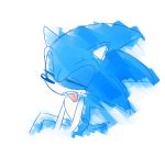  anthro blue_fur bodily_fluids den255 eulipotyphlan eyes_closed fur hedgehog male mammal simple_background sitting solo sonic_(series) sonic_the_hedgehog sweat tongue tongue_out white_background 
