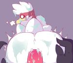  ahegaokami anal anthro avian beak big_butt bird bodily_fluids butt chicken chicken_(nuclear_throne) cum cum_on_beak cum_on_butt cum_on_shoulder duo faceless_male feathers female first_person_view galliform gallus_(genus) genital_fluids looking_at_viewer looking_back male male/female mammal mask nuclear_throne penetration penis phasianid rear_view sex steam thick_thighs video_games white_eyes white_feathers 
