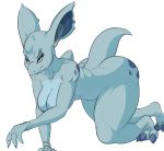 all_fours angry anthro anthrofied big_breasts breasts claws danonymous digital_media_(artwork) eyelashes female hi_res nidorina nintendo nipples nude pok&eacute;mon pok&eacute;mon_(species) red_eyes simple_background solo video_games white_background 