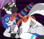  2-d_(felino) 2019 absurd_res accessory anthro anthro_on_anthro anthro_penetrated anthro_penetrating anthro_penetrating_anthro anvil_position arthropod balls black_fur black_hair black_penis blonde_hair blush bodily_fluids bottomless bracelet clothed clothing cum cum_in_ass cum_inside cum_on_clothing cum_on_face cum_on_glasses cum_on_leg cum_on_penis cumshot domestic_cat dragonfly duo_focus ejaculation emarosa erection eyes_closed eyewear felid feline felino felis fingerless_gloves fur genital_fluids glasses gloves grey_balls grey_clothing grey_fur grey_topwear group hair handwear headband hi_res insect interspecies jewelry legs_up legwear male male/male male_penetrated male_penetrating male_penetrating_male mammal mesh_shirt multicolored_hair open_mouth orgasm penetration penis pink_clothing pink_topwear rave red_fur semi_public sex spots spotted_fur stockings topwear translucent translucent_clothing translucent_topwear white_fur 