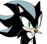  anthro black_fur blue_fur chest_tuft den255 dessert eulipotyphlan food fur green_eyes hedgehog humor ice_cream ice_cream_cone male mammal mephiles_the_dark simple_background solo sonic_(series) tuft white_background 