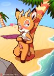  animal_crossing animal_genitalia anthro balls beau_(animal_crossing) blush bottomless cervid clothed clothing digital_media_(artwork) erection hi_res male mammal nintendo penis sheath smile solo topwear video_games vitrex 