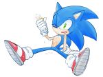  anthro blue_fur clothing den255 dessert dripping eulipotyphlan food footwear fur gloves green_eyes handwear hedgehog holding_food holding_object ice_cream ice_cream_cone male mammal one_eye_closed shoes simple_background sitting solo sonic_(series) sonic_the_hedgehog tongue tongue_out white_background 