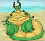 2019 3_toes 5_fingers anthro anus areola arm_support beach belly belly_overhang belly_scales big_belly big_breasts biped black_claws black_horn black_pawpads black_tail breasts claws clitoris clothing countershade_face countershade_tail countershade_torso countershading curved_horn deep_navel digital_drawing_(artwork) digital_media_(artwork) dragon erect_nipples farsek female fingers folded_wings full-length_portrait fupa glistening glistening_scales green_areola green_clitoris green_membrane green_nipples green_scales green_tail green_tongue green_wings head_tilt hi_res holding_belly horn horn_ring huge_breasts hyper hyper_belly long_tail looking_at_viewer lying membrane_(anatomy) membranous_wings morbidly_obese morbidly_obese_female multicolored_scales multicolored_tail navel nipples non-mammal_breasts nude obese obese_female on_back open_mouth open_smile outside overweight overweight_female pawpads portrait puffy_areola puffy_nipples pussy reclining sand scales scalie sea seaside sky smile soles solo spiked_tail spikes tail_anus tail_ring tan_countershading tan_scales tan_tail thick_tail toe_claws toes tongue torn_clothing two_tone_scales water western_dragon wings yellow_anus yellow_eyes yellow_pussy 