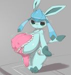 anthro apron apron_only big_breasts breasts clothing digital_media_(artwork) eeveelution female glaceon hi_res huge_breasts mammal mostly_nude nintendo nipple_outline obikuragetyan pok&eacute;mon pok&eacute;mon_(species) pussy solo thick_thighs video_games wide_hips 