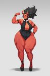  asian_mythology big_breasts breasts clothing demon east_asian_mythology female hi_res japanese_mythology jujunaught leotard mature_female mythology oni solo thick_thighs wide_hips yōkai 