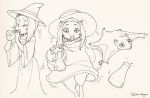  2018 ambiguous_gender anthro clothing colugo drinking eyes_closed feral flying hat headgear headwear human human_to_feral magic_user mammal monochrome potion robe sequence shani-hyena simple_background smile solo species_transformation transformation white_background witch witch_hat young 