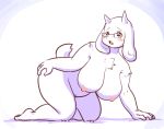  2019 big_breasts blush boss_monster bovid breasts caprine cute_fangs eyewear female mammal nude slightly_chubby solo thick_thighs toriel undertale unknown_artist video_games 