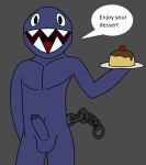  2019 anthro balls chain chain_chomp digital_media_(artwork) food humanoid_penis lumocity male mario_bros nintendo nude open_maw open_mouth penis simple_background solo text video_games 