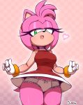  &lt;3 2019 absurd_res accessory amy_rose anthro breasts clothing eulipotyphlan female fur green_eyes hair hair_accessory hairband hedgehog hi_res looking_at_viewer mammal panties pink_fur pink_hair simmsyboy solo sonic_(series) underwear upskirt 
