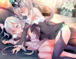  crossover ice_noyuri mataro_(pixiv2767285) musubime_yui noyuri_channel stockings thighhighs yuitube yuri 