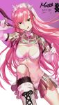  1girl :q boots bra breasts brown_eyes cleavage closed_mouth elbow_gloves fate/grand_order fate_(series) floating_hair gloves highres holding knee_up lingerie long_hair looking_at_viewer medb_(fate)_(all) medb_(fate/grand_order) medium_breasts navel panties pink_hair riding_crop salmon88 shrug_(clothing) smile solo tiara tongue tongue_out underwear very_long_hair white_bra white_footwear white_gloves white_panties 
