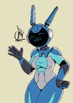  2019 anthro breasts clothed clothing digital_media_(artwork) epic_games female fortnite gatogenerico headphones hi_res lagomorph looking_at_viewer machine mammal robot signature simple_background solo video_games 