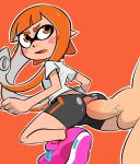 animal_humanoid balls blush bodily_fluids butt camel_toe cephalopod cephalopod_humanoid clothed clothing duo faceless_male female flat_chested footwear hair hi_res humanoid inkling looking_back male male/female marine marine_humanoid mollusk mollusk_humanoid nintendo orange_background orange_eyes orange_hair p33ls penis pseudo_hair sex shoes simple_background splatoon sweat teenager tentacle_hair tentacles vein video_games white_skin young 