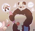  &lt;3 2019 anthro balls bearp_(artist) belly black_fur blush bodily_fluids canid canine canis dildo domestic_dog erection fur giant_panda group hi_res humanoid_hands humanoid_penis male mammal moobs navel nipples overweight overweight_male pd04140298 penis sex_toy simple_background sweat towel ursid white_fur 