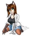  2016 anthro big_breasts breasts brown_fur brown_hair clothed clothing digital_media_(artwork) female fingers fur hair humanoid looking_at_viewer mammal smile solo volvom zoey_soul 