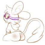  2019 alolan_raichu ambiguous_gender anthro big_butt bottomless butt butt_focus clothed clothing eyewear felimon felino feliraichu glasses head_tuft hoodie long_tail looking_back nintendo pok&eacute;mon pok&eacute;mon_(species) rear_view regional_variant simple_background sitting solo topwear video_games white_background 