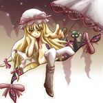  alcohol blonde_hair boots cat champagne chen chen_(cat) gap hat kurogane_(scrapsteel) nude thighhighs touhou umbrella yakumo_ran yakumo_yukari 