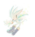  anthro boots clothing den255 eulipotyphlan footwear fur gloves handwear hedgehog hi_res male mammal silver_the_hedgehog simple_background smile solo sonic_(series) white_background white_fur yellow_eyes 
