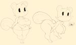  2019 ? animal_crossing anthro big_breasts blush bodily_fluids breasts clothed clothing female fur hi_res huge_breasts mammal monochrome nintendo nipples nude open_mouth poppy_(animal_crossing) purple_yoshi_draws rodent sciurid short_stack simple_background solo speech_bubble sweat thick_thighs tree_squirrel video_games wide_hips 