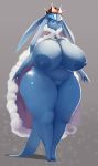  2019 absurd_res anthro areola big_breasts blue_eyes breasts crown eeveelution female glaceon hi_res huge_breasts hurikata mammal nintendo nipples pok&eacute;mon pok&eacute;mon_(species) pok&eacute;morph pussy simple_background slightly_chubby solo thick_thighs video_games voluptuous wide_hips 