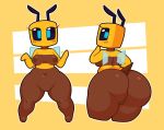  2019 acstlu antennae_(anatomy) anthro arthropod bee big_butt blush breasts butt female hi_res hymenopteran insect looking_at_viewer minecraft nipples non-mammal_breasts pussy small_wings solo video_games wings 