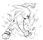  anthro black_and_white clothing den255 echidna footwear hi_res knuckles_the_echidna male mammal monochrome monotreme punching shoes sketch solo sonic_(series) sonic_boom wraps 