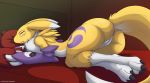  2019 absurd_res anthro anus butt canid canine digimon digimon_(species) eyes_closed female fur hi_res invalid_color kuroodod mammal pussy renamon sleeping solo white_fur 