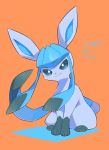  2019 ambiguous_gender blue_fur digital_media_(artwork) eeveelution feral fur glaceon hi_res mammal nintendo pok&eacute;mon pok&eacute;mon_(species) signature simple_background smile solo tracco_t video_games 