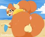  anus backsack balls beach bent_over big_butt butt close-up cloud floatzel fur girly hi_res looking_at_viewer looking_back male multi_tail nintendo open_mouth orange_fur outside pok&eacute;mon pok&eacute;mon_(species) presenting presenting_hindquarters rear_view seaside sky smile tongue video_games water zenminch 