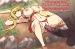  1girl armpits ass bestiality bikini bikini_aside blonde_hair blush breasts breasts_outside closed_mouth eyebrows_visible_through_hair fate/extra fate_(series) green_eyes highres horse horse_penis huge_breasts jadf long_hair lying nero_claudius_(fate) nero_claudius_(fate)_(all) nero_claudius_(swimsuit_caster)_(fate) nipples on_back penis pussy red_bikini sex shiny shiny_hair shiny_skin side-tie_bikini smile speed_lines spread_legs striped striped_bikini swimsuit swimwear vaginal 