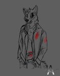  animator617 animator617; blood bodily_fluids canid canine canis dark drawing hi_res hurted mammal solo tears wounded 