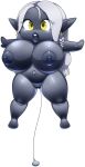  2018 alpha_channel animate_inanimate big_breasts braided_hair breasts ear_piercing ear_ring female hair hi_res humanoid humanoid_pointy_ears inflatable living_inflatable maws-paws nipples not_furry nozzle open_mouth piercing pussy short_stack simple_background solo surprise thick_thighs transparent_background white_hair yellow_eyes 