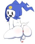  2019 anus atlus backsack balls big_butt blush butt clothing demon hat headgear headwear jack_frost_(megami_tensei) looking_back male megami_tensei open_mouth penis presenting pururing simple_background solo video_games white_background 