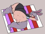  big_butt bodily_fluids butt clothing grey_hair hair huge_butt lagomorph mammal open_mouth phusion phusionzero sweat thick_thighs wide_hips 