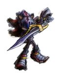  anthro armor black_fur clothing den255 eulipotyphlan footwear fur gloves handwear headgear hedgehog helmet holding_object holding_sword holding_weapon male mammal melee_weapon red_fur shadow_the_hedgehog shoes simple_background sir_lancelot_(satbk) solo sonic_(series) sonic_and_the_black_knight standing sword weapon white_background 